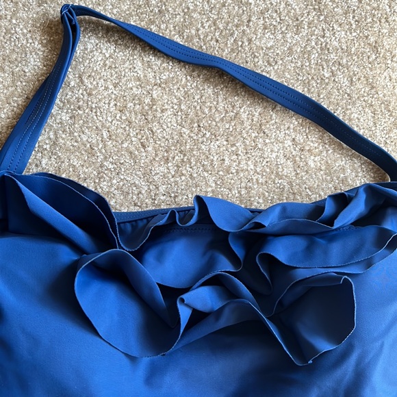Blue Ruffle Tankini Top with removable halter strap - Picture 2 of 5